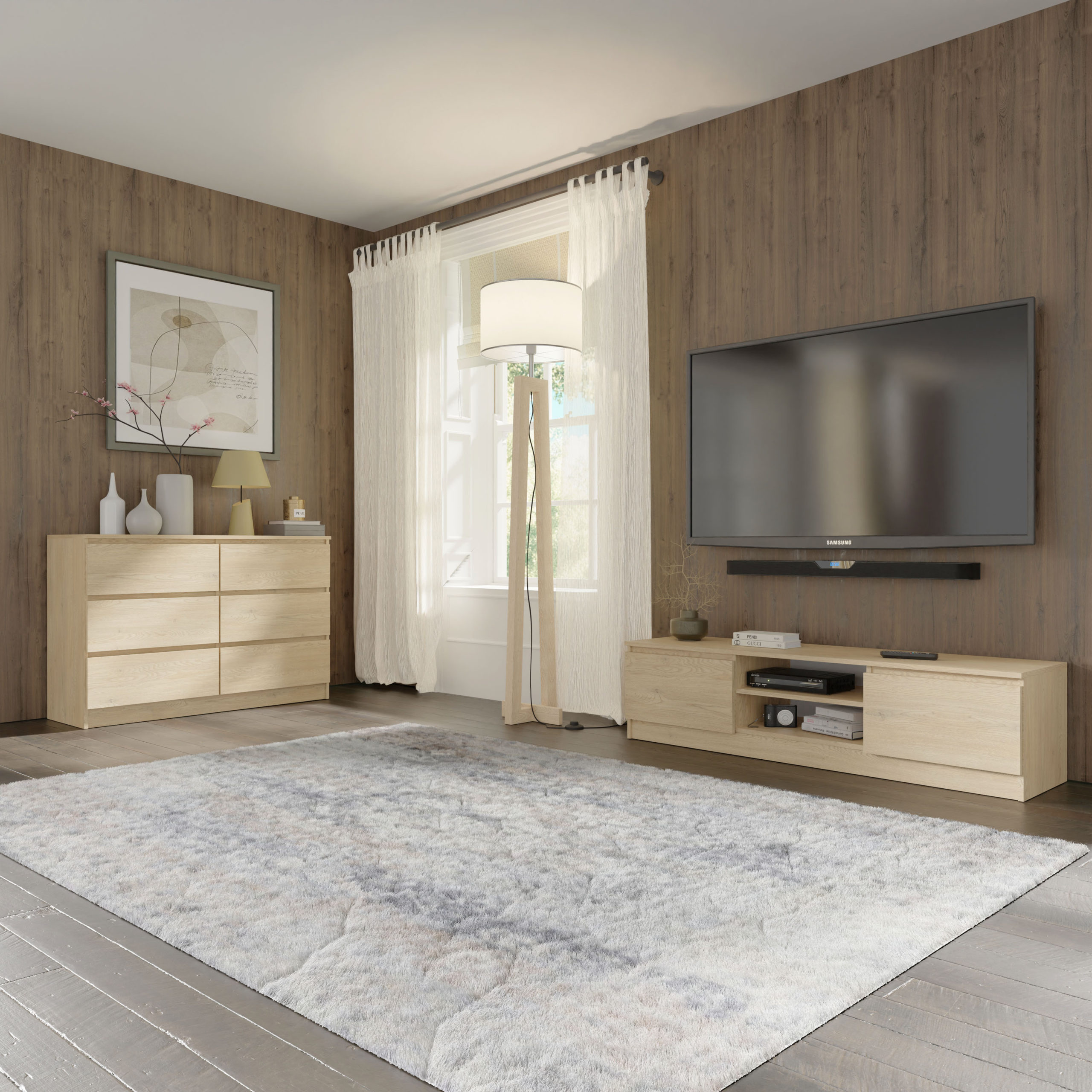 Komoda MAJA S6 120 cm dąb cremona 6 szuflad