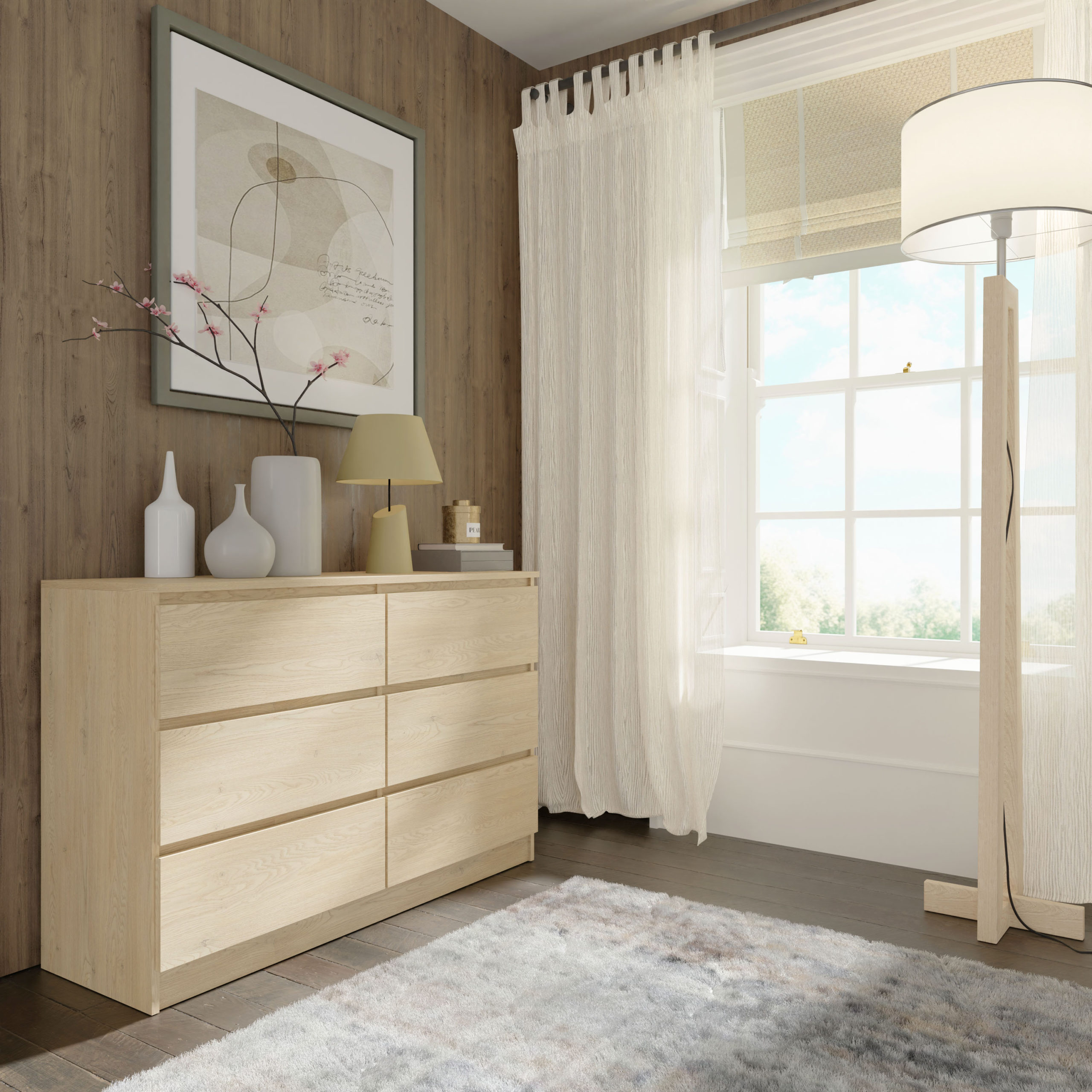 Komoda MAJA S6 120 cm dąb cremona 6 szuflad