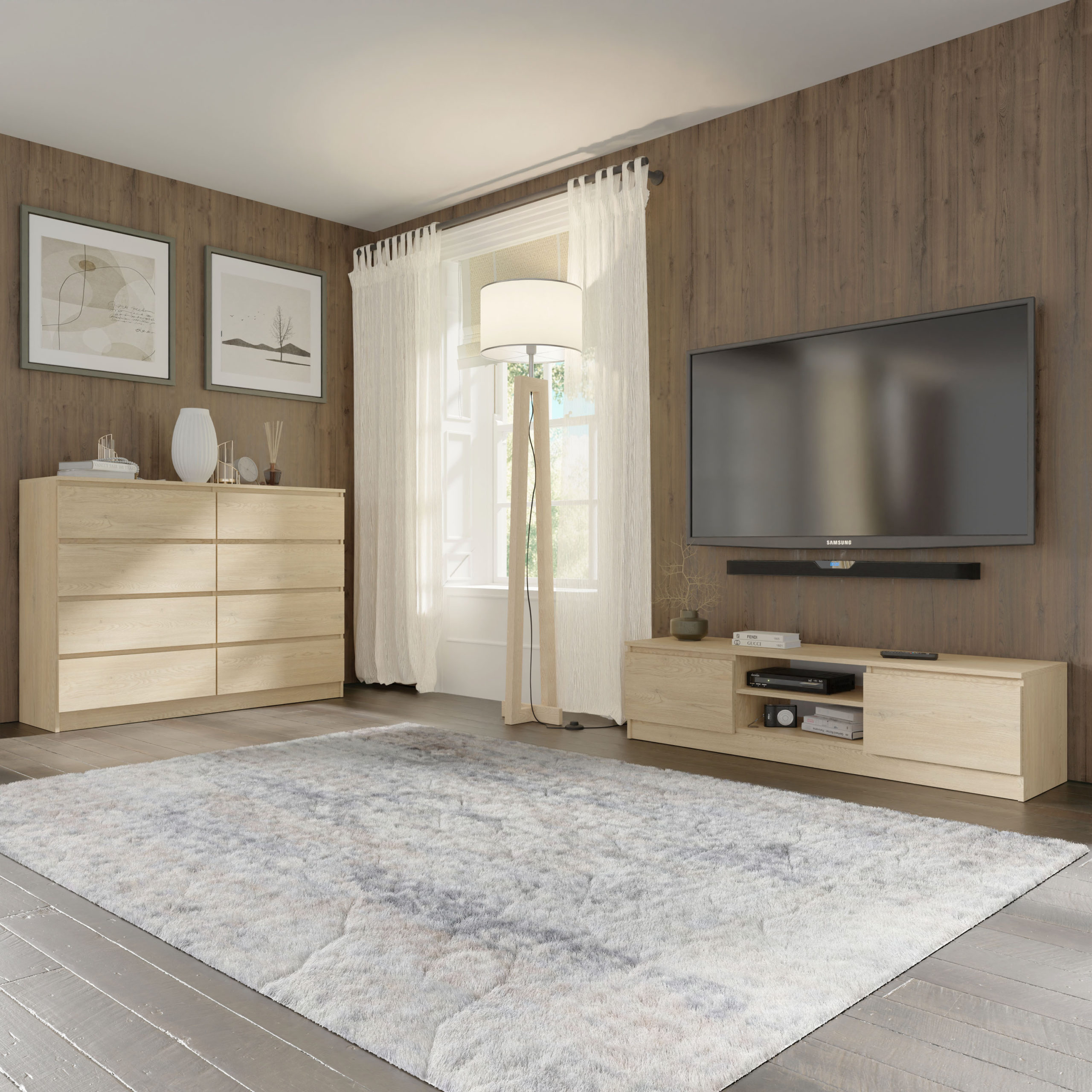 Komoda MAJA S8 140 cm dąb cremona 8 szuflad