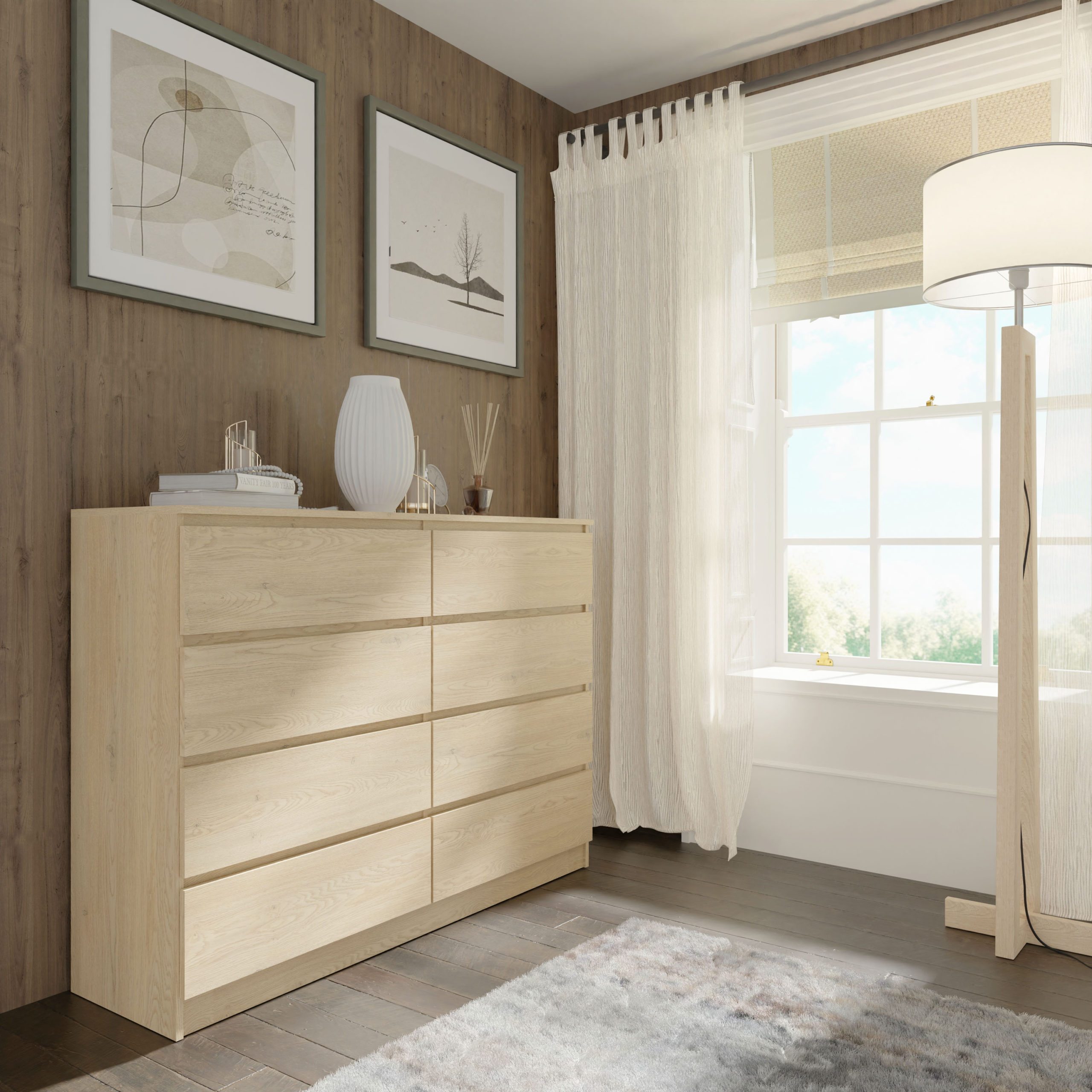 Komoda MAJA S8 140 cm dąb cremona 8 szuflad