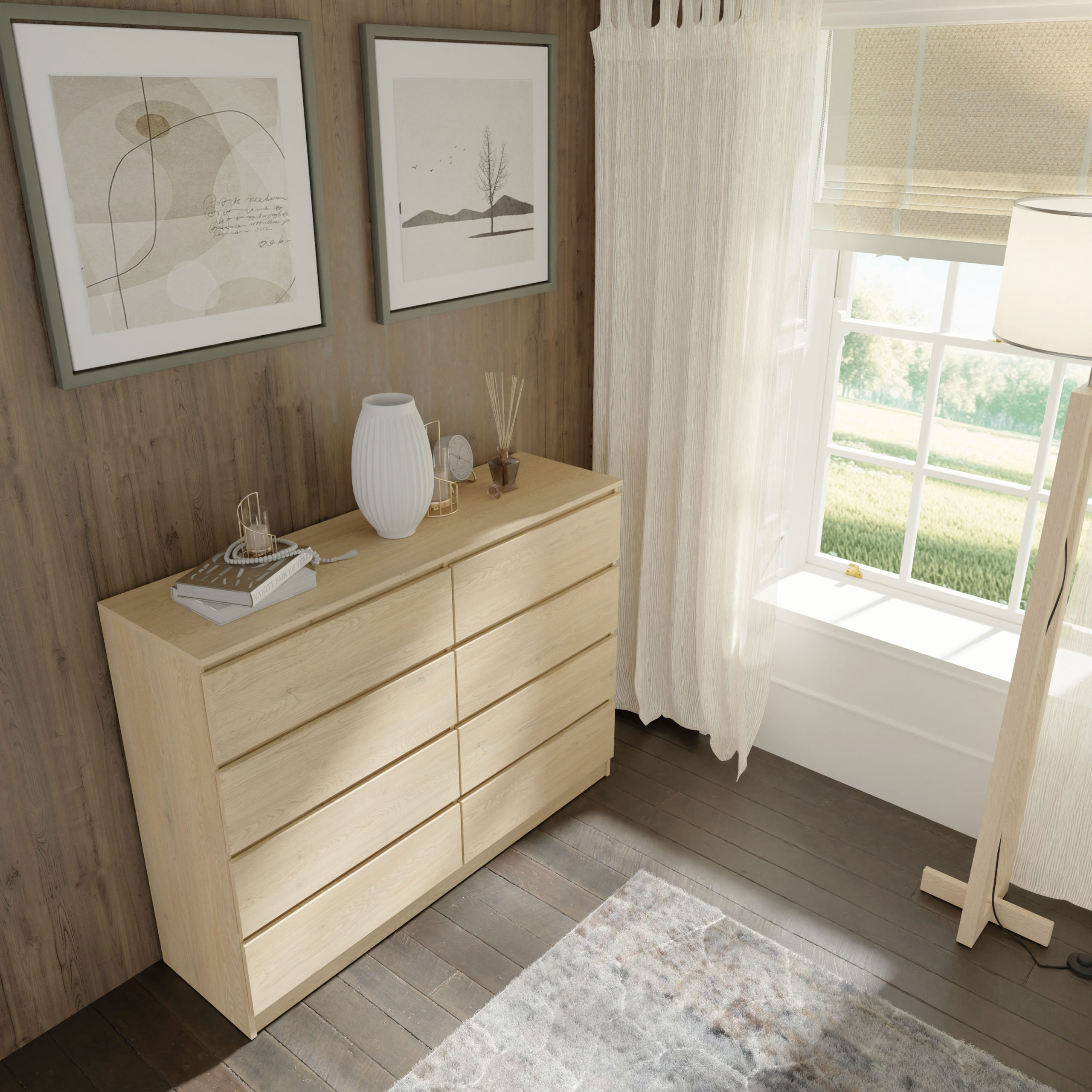 Komoda MAJA S8 140 cm dąb cremona 8 szuflad