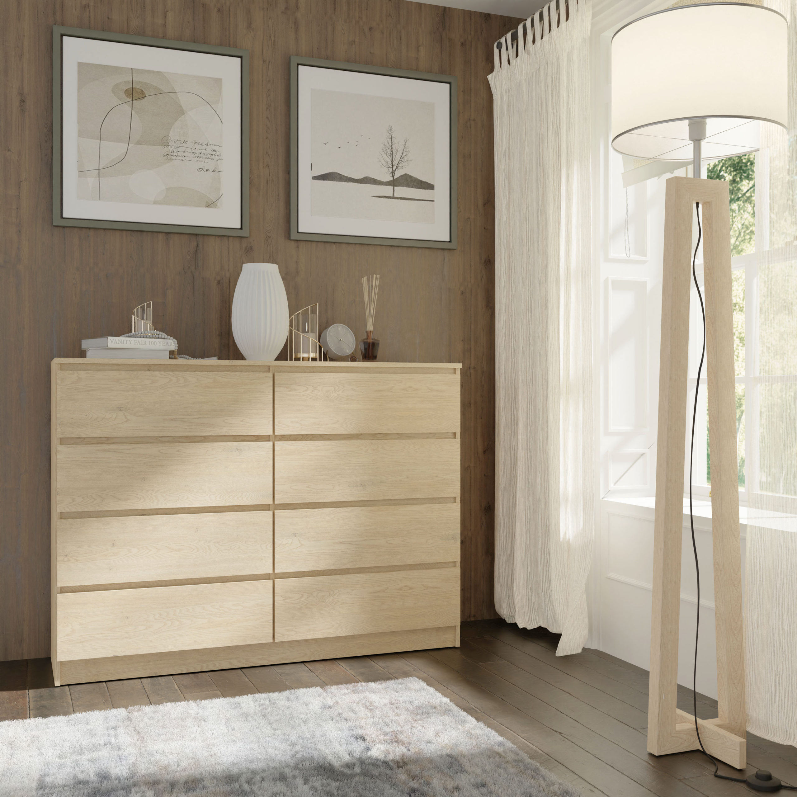 Komoda MAJA S8 140 cm dąb cremona 8 szuflad